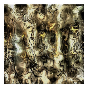 Póster Energía nerviosa Grungy Resumen arte en amarillo y