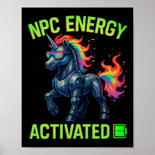 Póster Energía Npc Activada Estética Divertida Gamer Rgb 