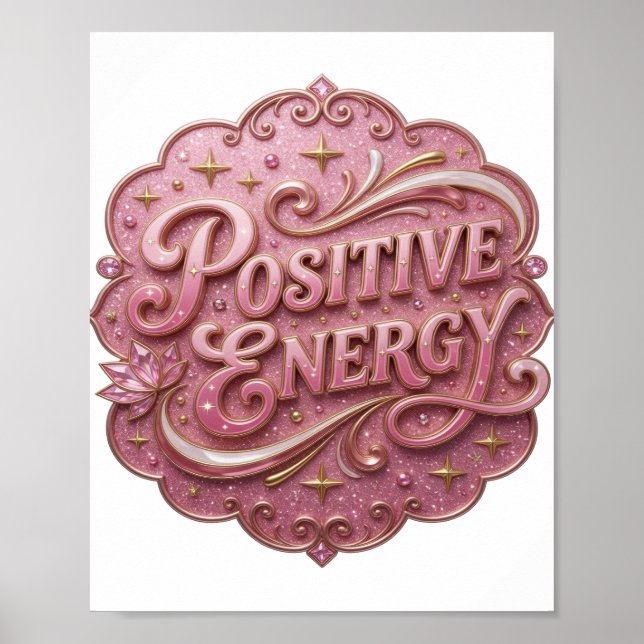 Póster Energía Positiva Rosa Impactante (Frente)