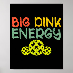 Póster Energía retro grande dink pickleball divertido pel