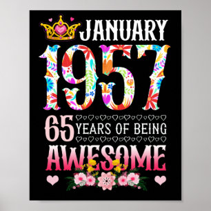 Póster Enero de 1957 65º cumpleaños 65 años de espléndida