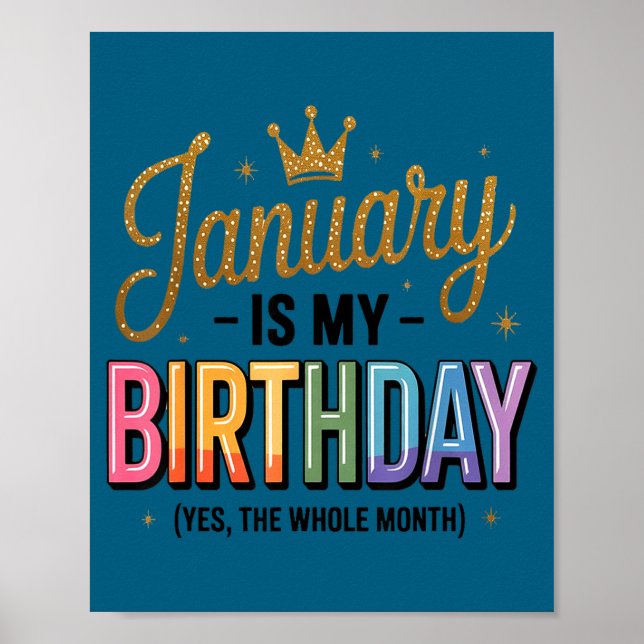 Póster enero es mi cumpleaños sí todo el mes (Frente)