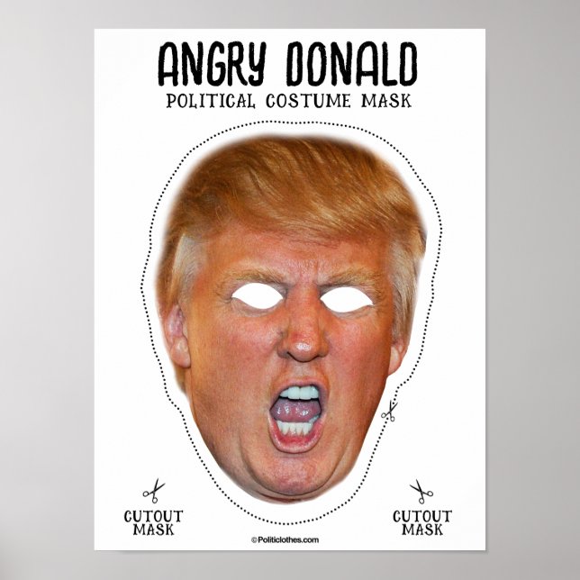 Póster Enfadada máscara de disfraces de Donald (Frente)