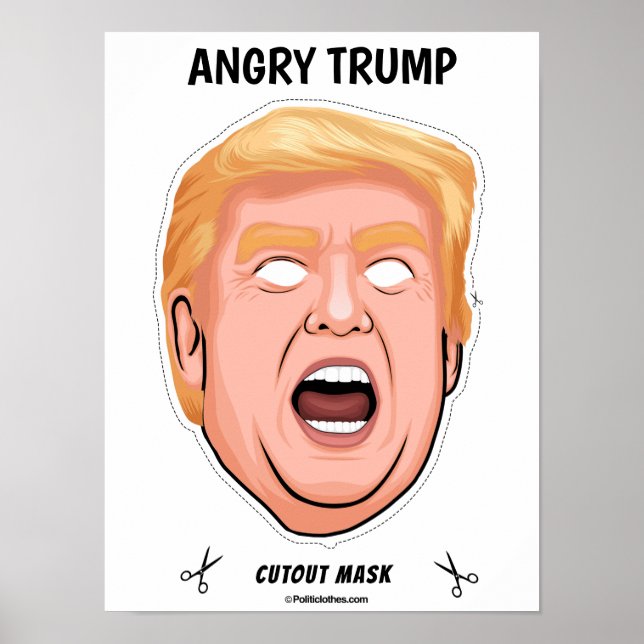 Póster Enfadada máscara de Trump para Halloween (Frente)