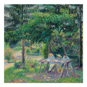 Póster Enfants attabés dans le jardin Camille Pissarro