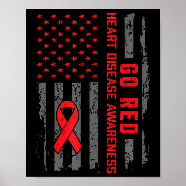 Póster Enfermedad cardíaca Bandera estadounidense Enferme (Frente)