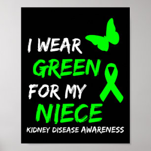 Póster Enfermedad Renal Que Uso Verde Para Mi Cinta De Ni