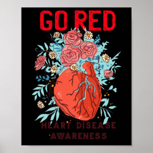 Póster Enfermedades del corazón rojo Apoya la toma de con