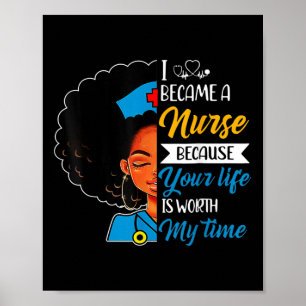Póster Enfermera afro retro Guay historia negra