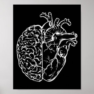 Póster Enfermera anatómica de corazón cerebral estudiante