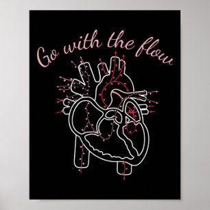 Póster Enfermera cardíaca Anatomía Cardiología Flujo del