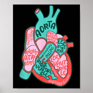 Póster Enfermera cardíaca Cvicu Anatomía del corazón huma