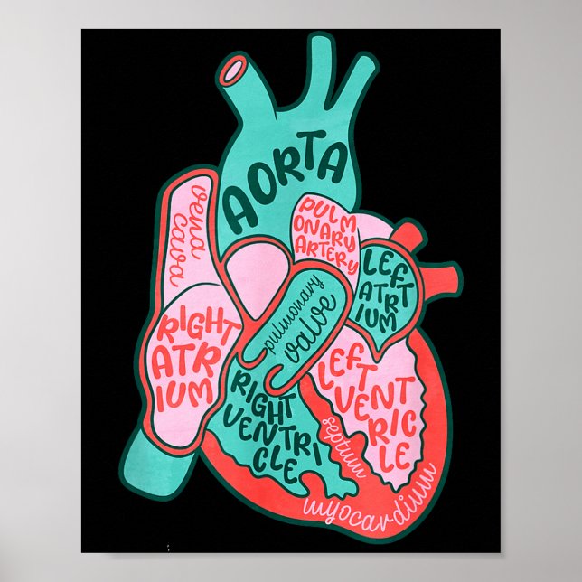 Póster Enfermera cardíaca Cvicu Anatomía del corazón huma (Frente)