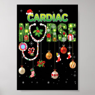 Póster Enfermera cardíaca de Navidad Pino Adorno de Navid