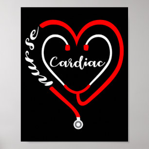 Póster Enfermera cardíaca día de San Valentín estetoscopi