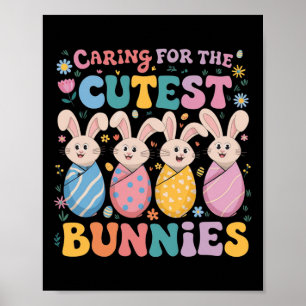 Póster Enfermera cariñosa de Nicu celebrando la Pascua co