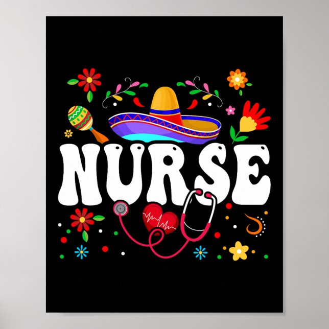 Póster Enfermera Cinco De Mayo Mexicano (Frente)