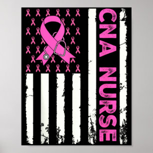 Póster Enfermera CNA Bandera Americana Conciencia del Cán