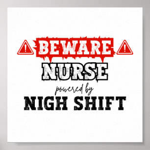 Póster Enfermera Con Turno De Noche   Enfermera y atenció