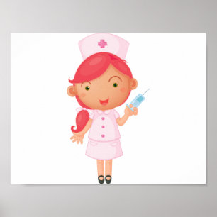 Póster Enfermera Con Un Poster De Aguja