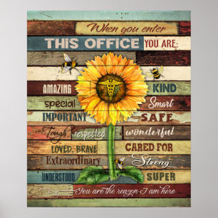 Póster Enfermera Cuando Introduzca Este Girasol De Office