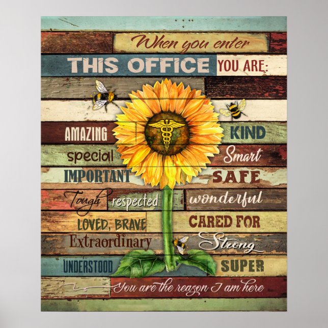 Póster Enfermera Cuando Introduzca Este Girasol De Office (Frente)