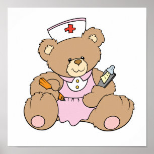 Póster Enfermera Cute RN Bear
