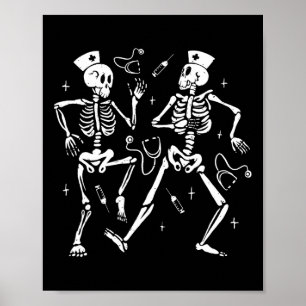 Póster Enfermera Dancing Skeleton Halloween Disfraz de es