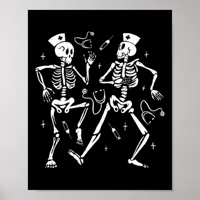 Póster Enfermera Dancing Skeleton Halloween Disfraz de es (Frente)