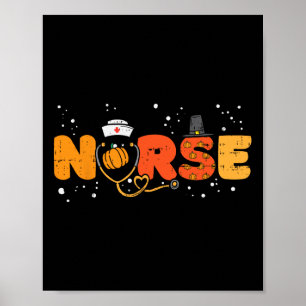 Póster Enfermera de Acción de Gracias Stethoscope Desplom