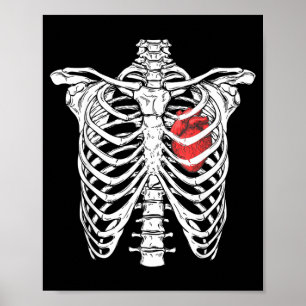Póster Enfermera de corazón y caja torácica Esqueleto div