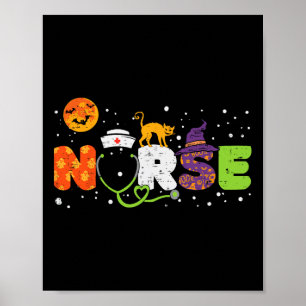 Póster Enfermera de disfraces de Halloween Stethoscope Bo