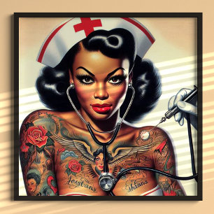 Póster Enfermera de enfermería tatuada