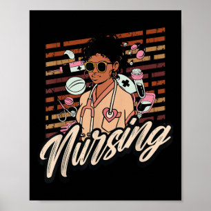 Póster Enfermera de historia negra Enfermería estudiante 