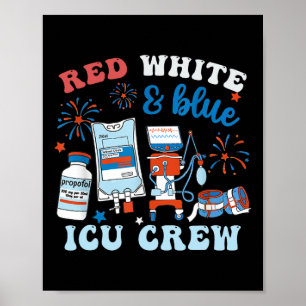 Póster Enfermera De Icu Azul Blanco Rojo Independencia 4