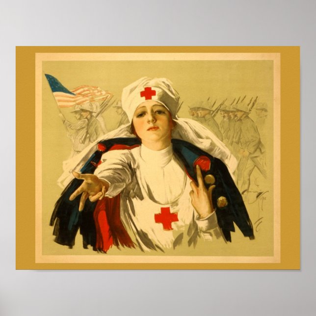 Póster Enfermera de la Cruz Roja de época (Frente)