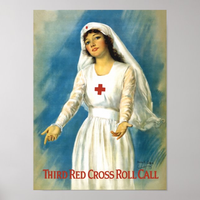 Póster Enfermera de la Cruz Roja de época (Frente)