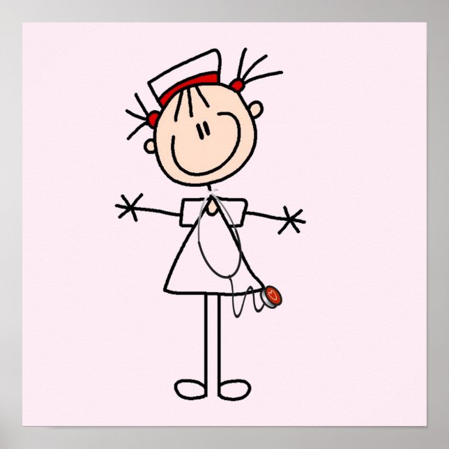 Póster Enfermera de la Figura 2 del Palo Blanco (Frente)