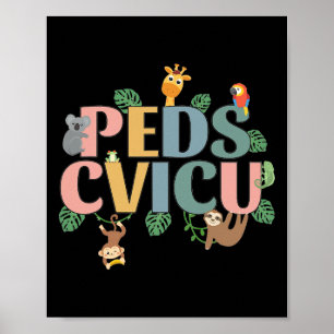Póster Enfermera De La Icu Cardíaca Pediátrica Safari Ani