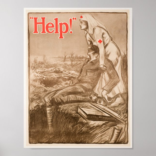 Póster Enfermera de la Primera Guerra Mundial en el campo (Frente)