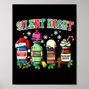 Póster Enfermera de Navidad Noche Silenciosa Propofol Xma