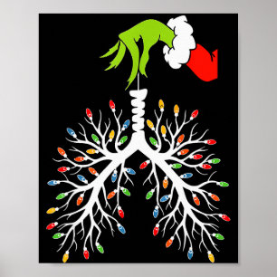 Póster Enfermera de Navidad Pulmones Luces de Navidad Div