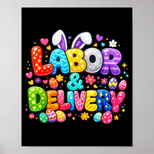 Póster Enfermera de parto y delivery Pascua Conejo Lindo 
