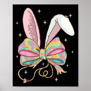 Póster Enfermera de Pascua Coquette Bow Stethoscope Bunny