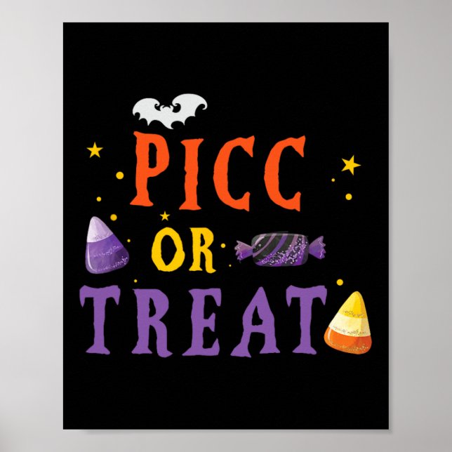 Póster Enfermera de PICC Halloween Curte VAT Vascular Acc (Frente)
