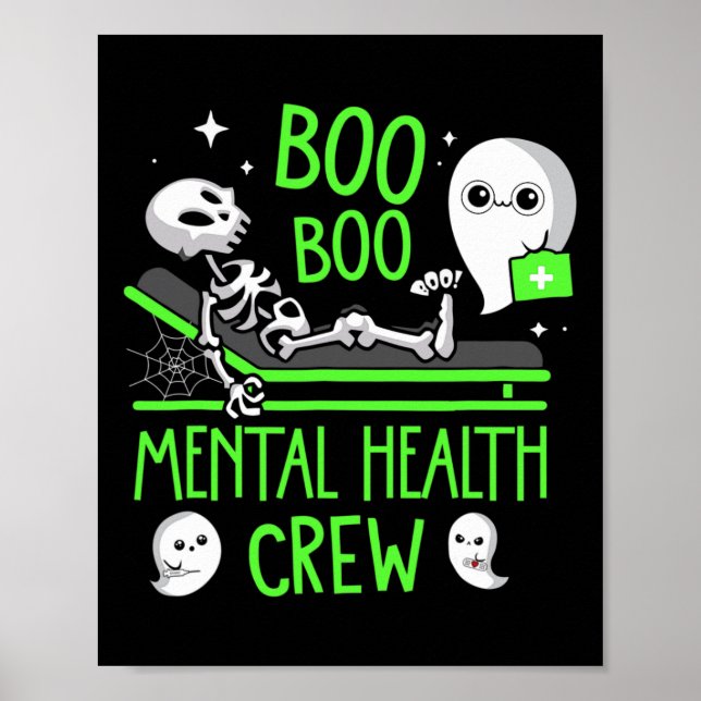 Póster Enfermera de salud mental Psiquia Boo Boo Crew Enf (Frente)