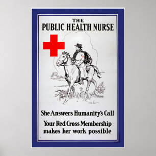 Póster Enfermera de Salud Pública de 1917 - Cruz Roja de 