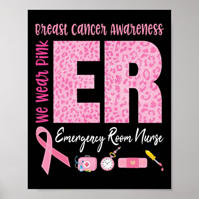 Póster Enfermera De Urgencias Usamos Rosa Para El Cance D (Frente)