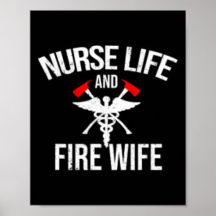 Póster Enfermera de vida y de bombero de esposas regalo d