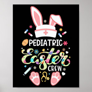 Póster Enfermera del día de Pascua pediátrico Crew Orejas